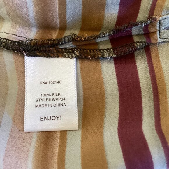 Michael Stars Top Size Medium Multicolored Striped Silk Long Sleeve Blouse - Picture 8 of 8